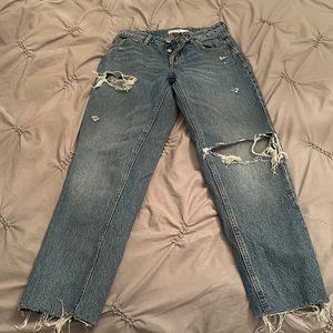 Ripped Medium Wash, Low-Rise Jeans